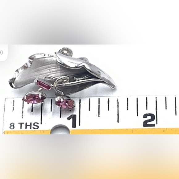 BOND BOYD Sterling Silver Floral Screw On Earrings Brooch Vintage SET - Picture 5 of 7